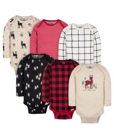 Детский комплект боди Gerber Baby Girls Deer Long Sleeve 6-Pack