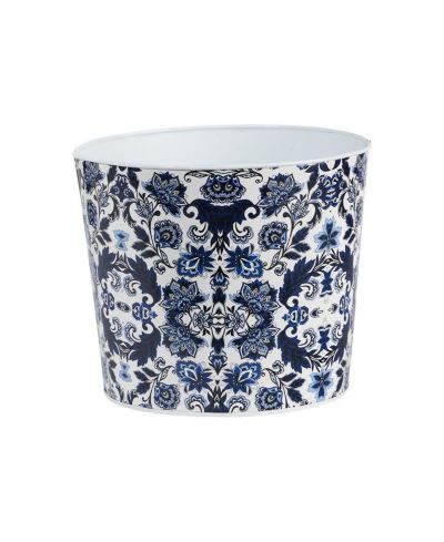 Металлическое кашпо Slickblue 12 Inch Classic Round Blue White Oriental Style