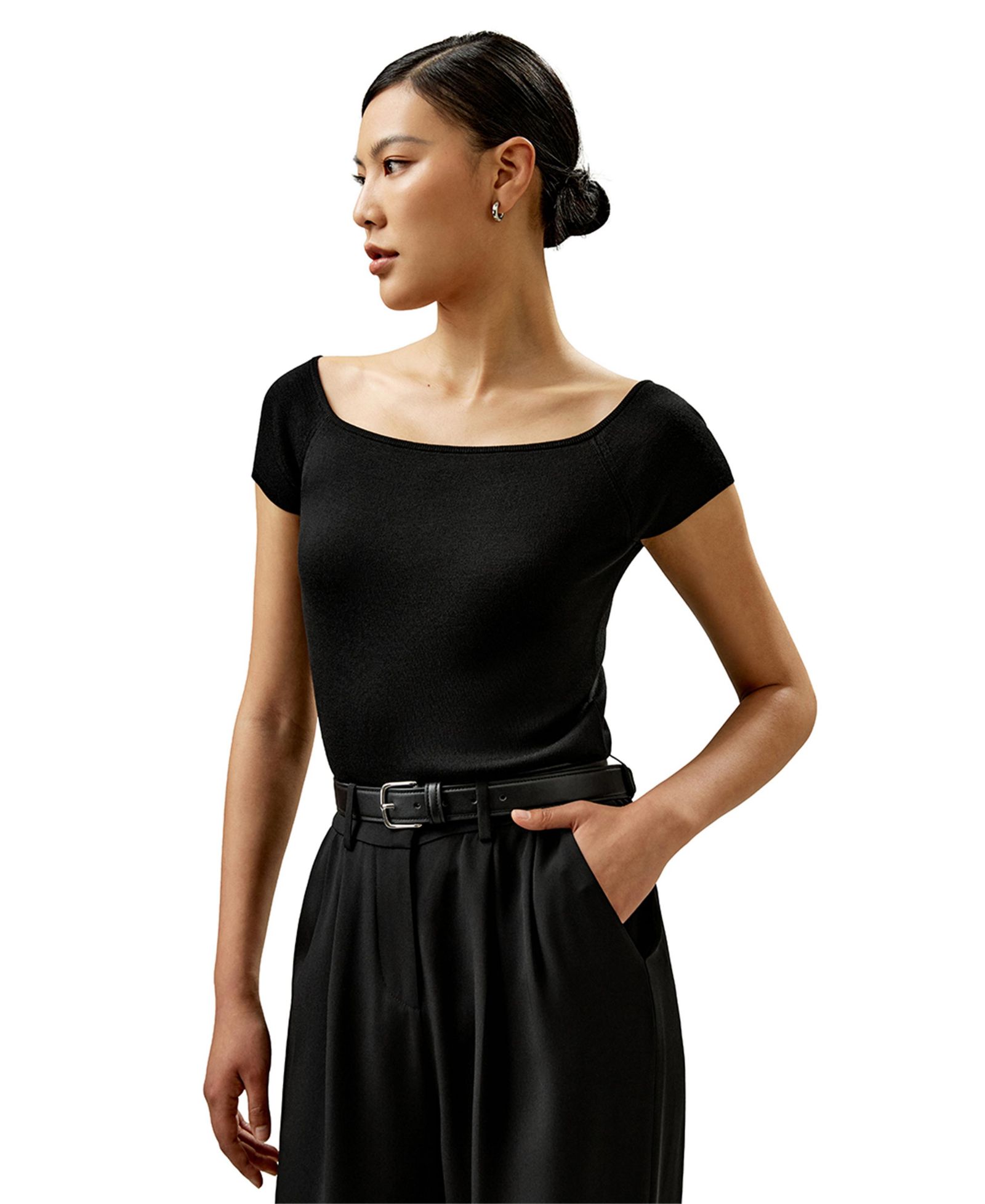 LILYSILK Women's Off-Shoulder Silk Sweater Top