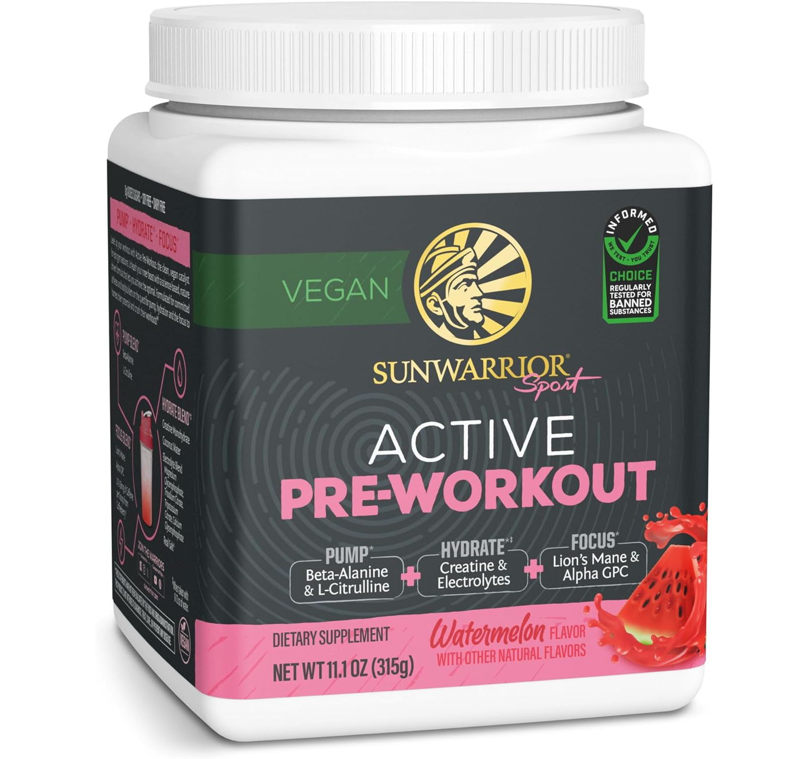 Sunwarrior Предтренировочный комплекс US Active, Watermelon, 315gm