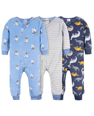 Gerber Baby Boys Footless Fleece Pajamas, 3-Pack