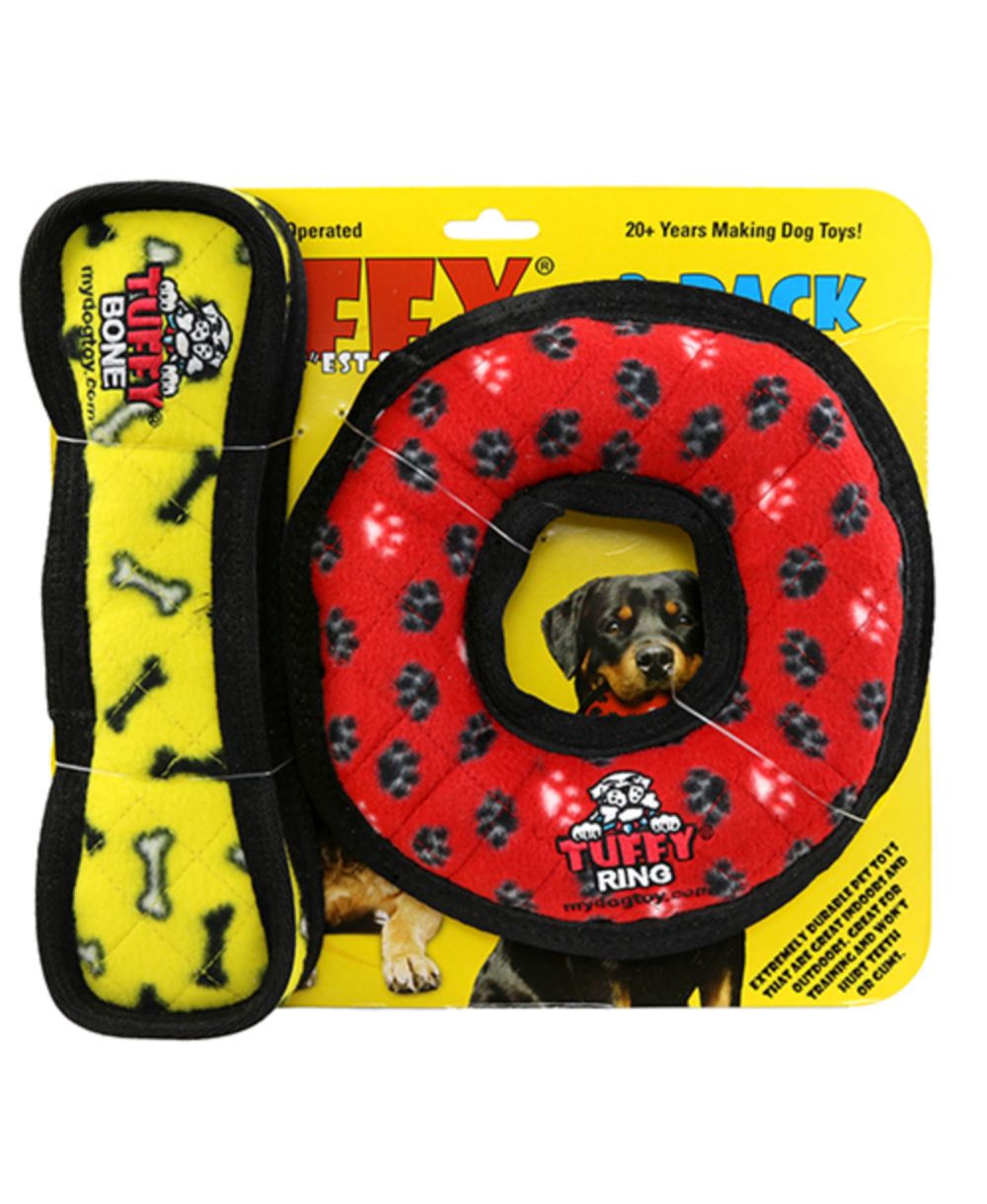Игрушка для собак Tuffy Medium Red Ring-Yellow Bone 2 Pack
