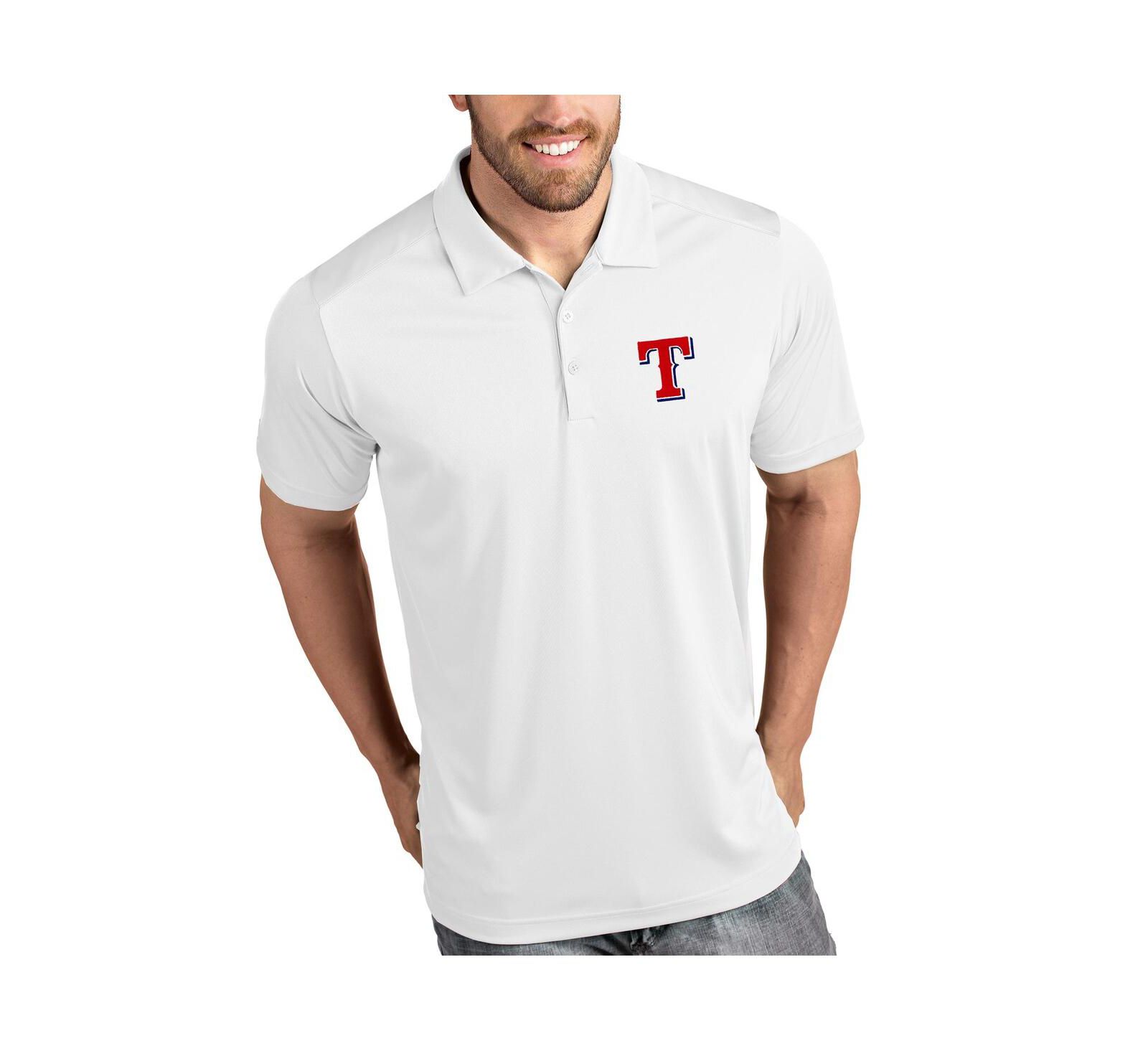 Antigua Men's White Texas Rangers Tribute Polo