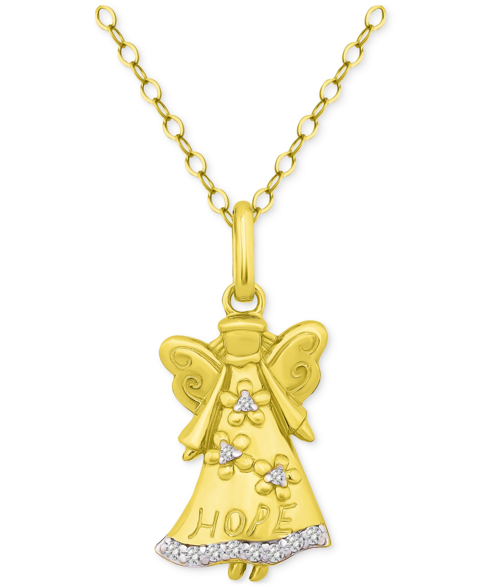 Подвеска-кулон Giani Bernini Cubic Zirconia Hope Angel в 18k Gold-Plated Sterling Silver, 16" + 2" extender
