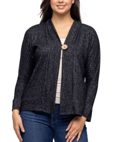 24seven Comfort Apparel Women's Single Button Front Long Sleeve Cardigan