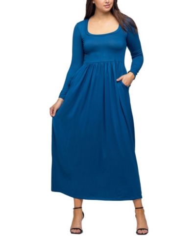 Женское платье макси с завышенной талией и длинным рукавом 24seven Comfort Apparel