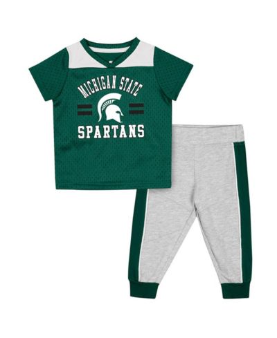 Colosseum Baby Boys and Girls Green/Heather Gray Michigan State Spartans Ka-Boot-It Jersey Pants Set