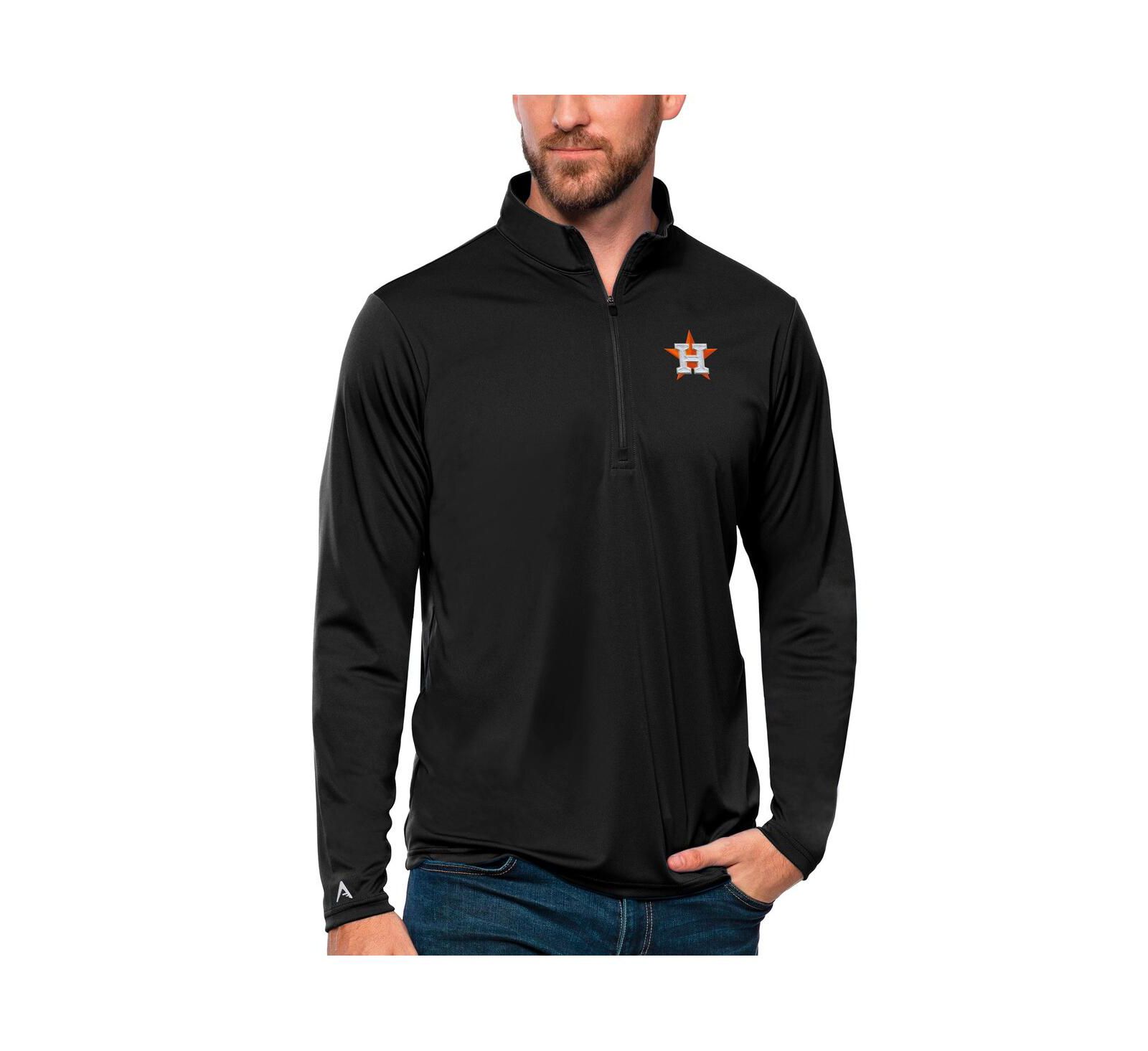 Мужская куртка Antigua Black Houston Astros Tribute Quarter-Zip Pullover Top