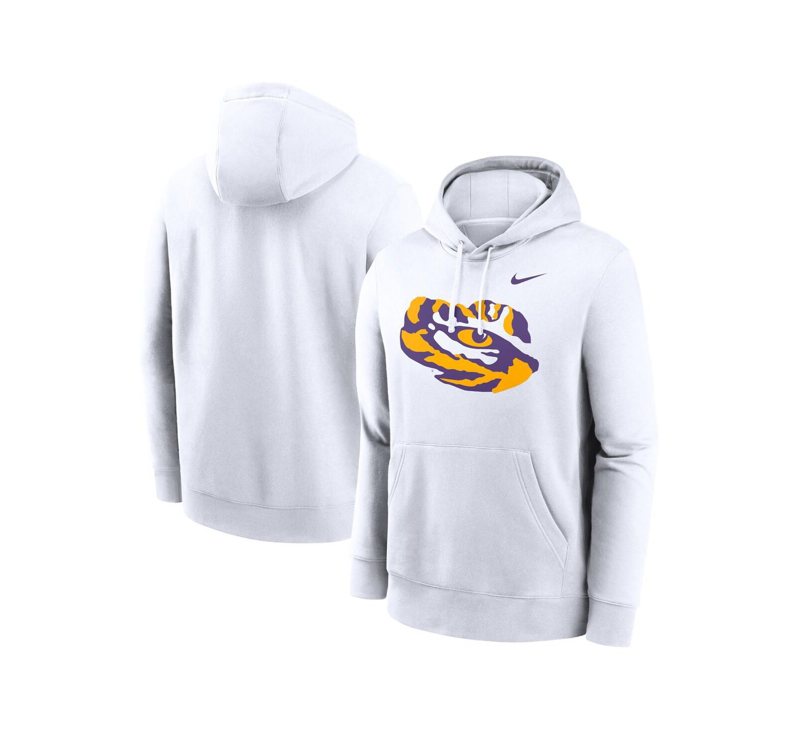 Nike Men's White LSU Tigers Primetime Alternate Logo Club Fleece Pullover Hoodie
