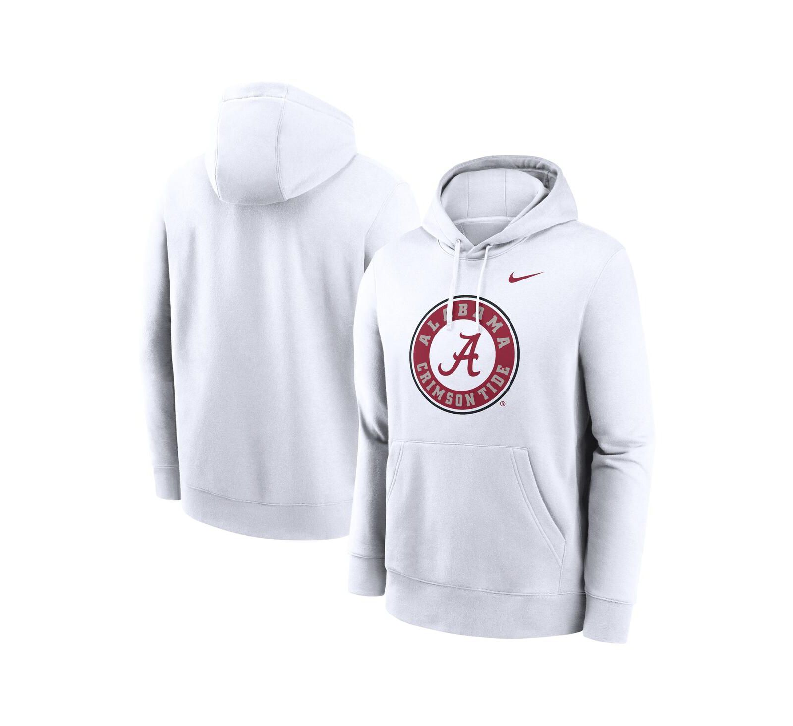 Nike Men's White Alabama Crimson Tide Primetime Alternate Logo Club Fleece Pullover Hoodie