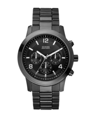 GUESS Men's Analog Black Stainless Steel Watch, 44mm