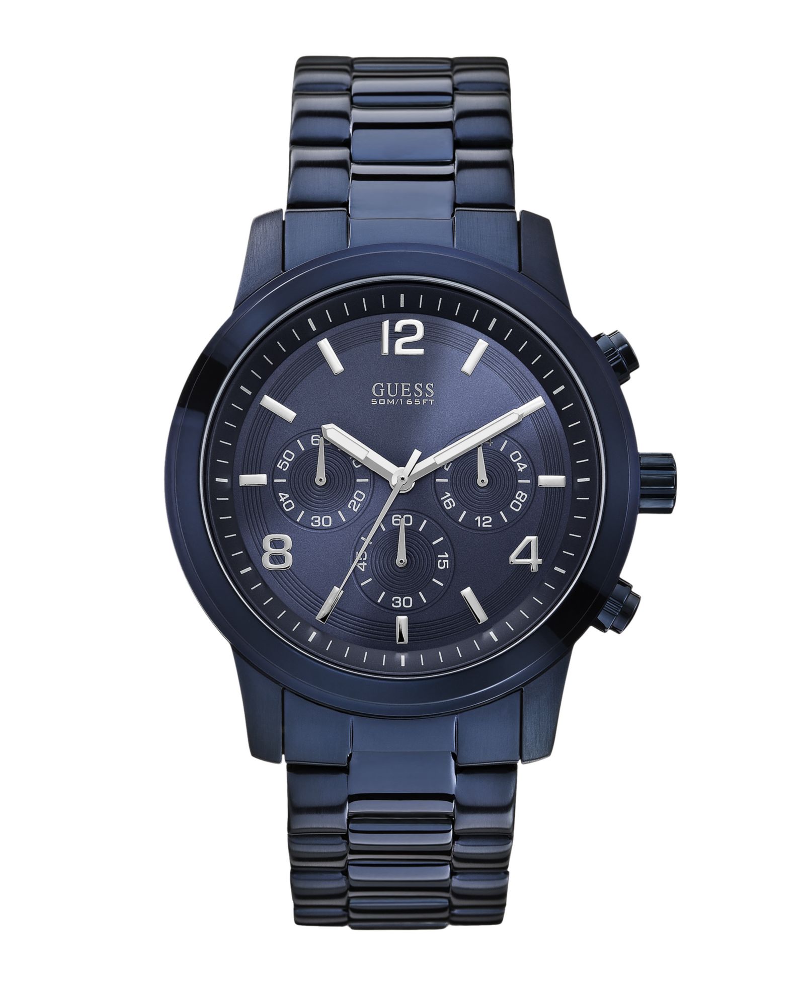 GUESS Men's Analog Blue Stainless Steel Watch, 44mm