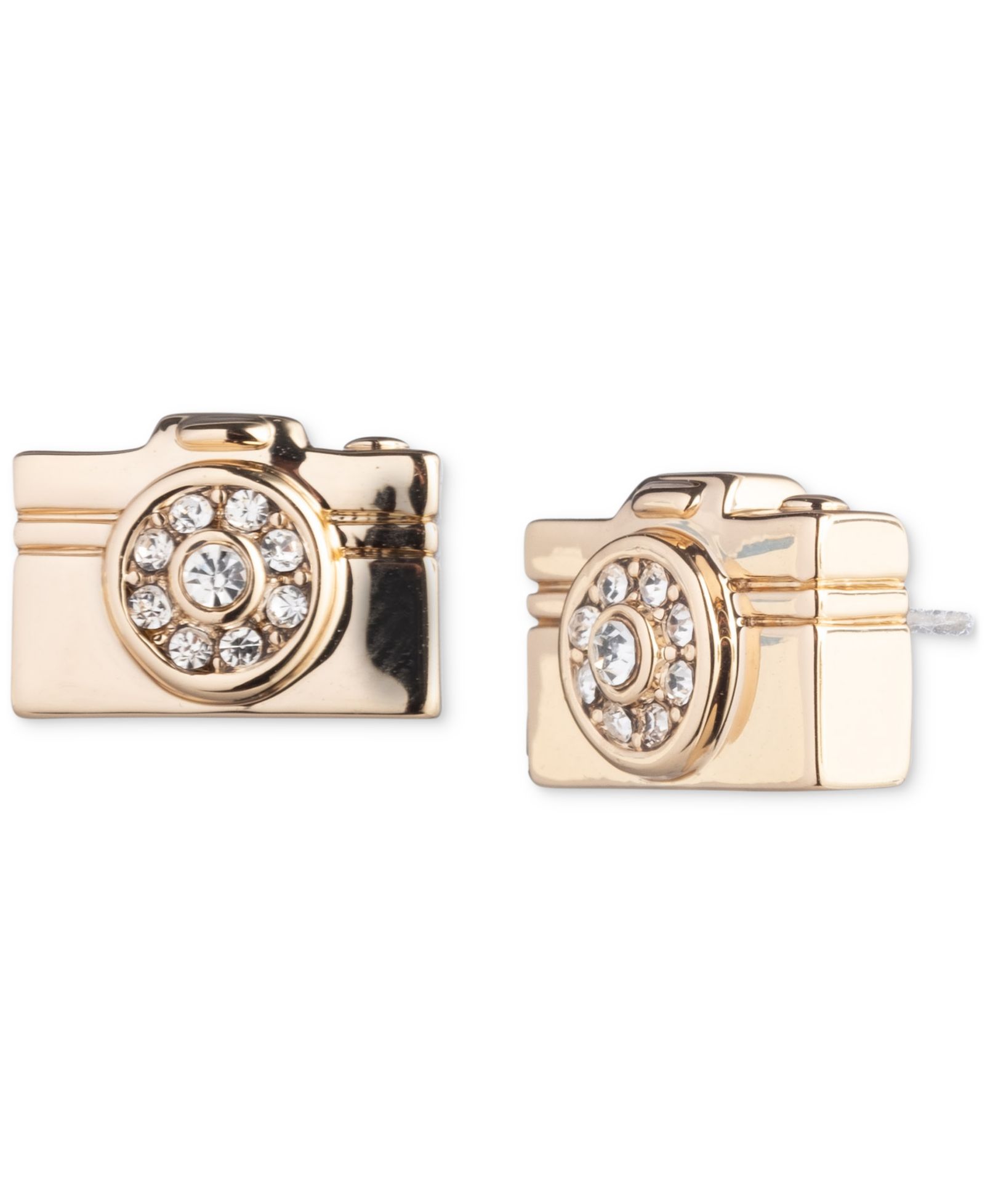 Emily in Paris Gold-Tone Pavé Camera Stud Earrings