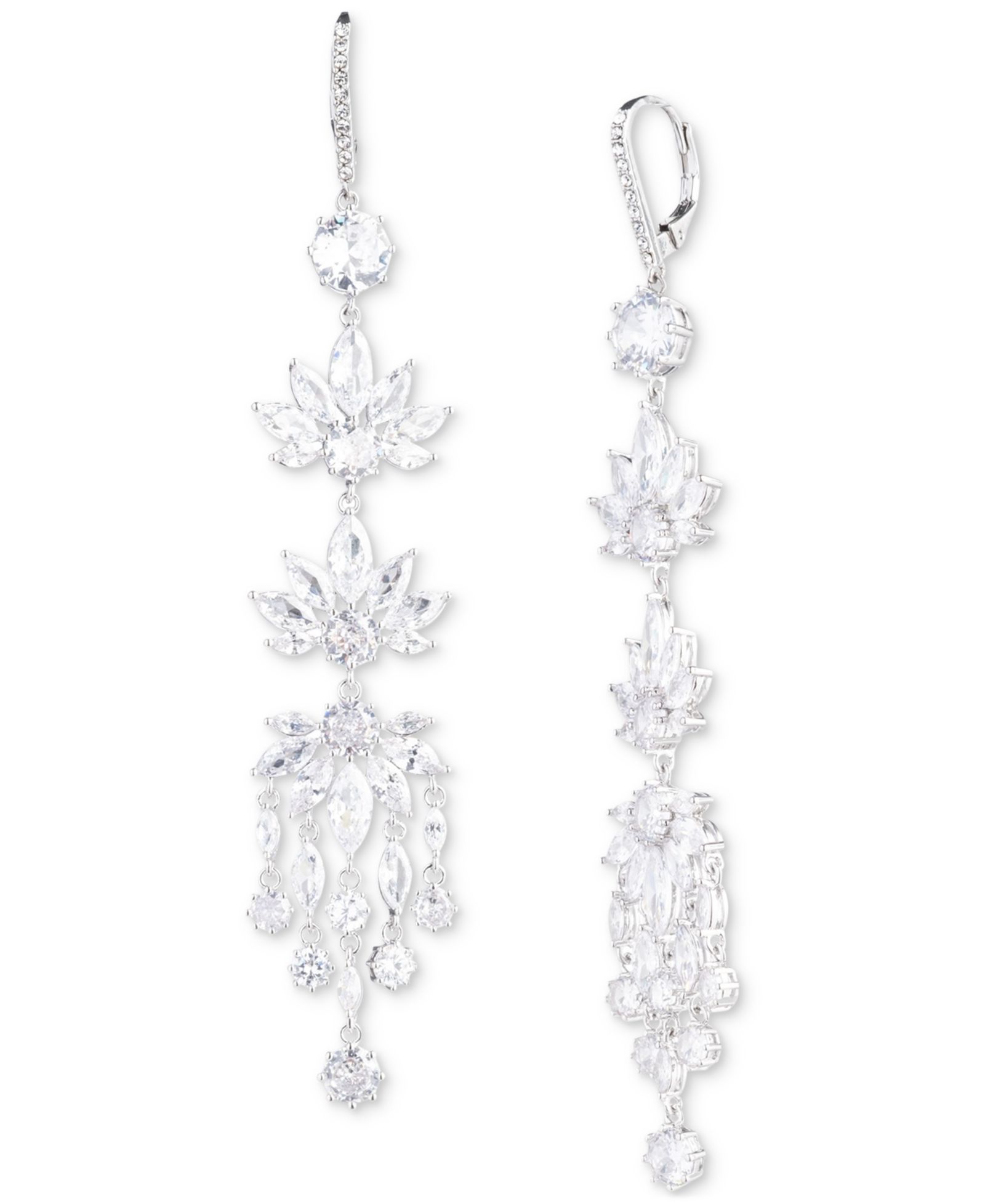 Emily in Paris Silver-Tone Cubic Zirconia Chandelier Earrings