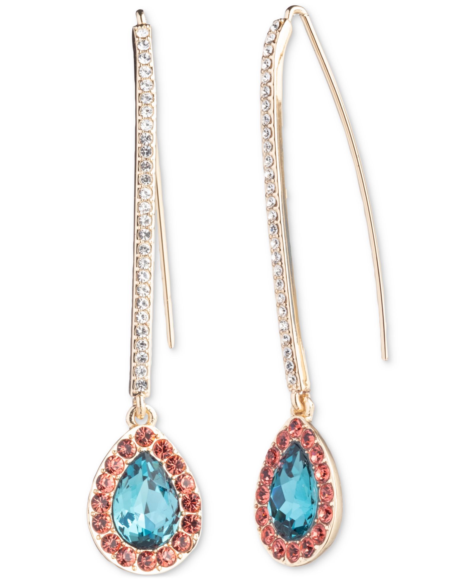 Emily in Paris Gold-Tone Pavé & Color Crystal Threader Earrings