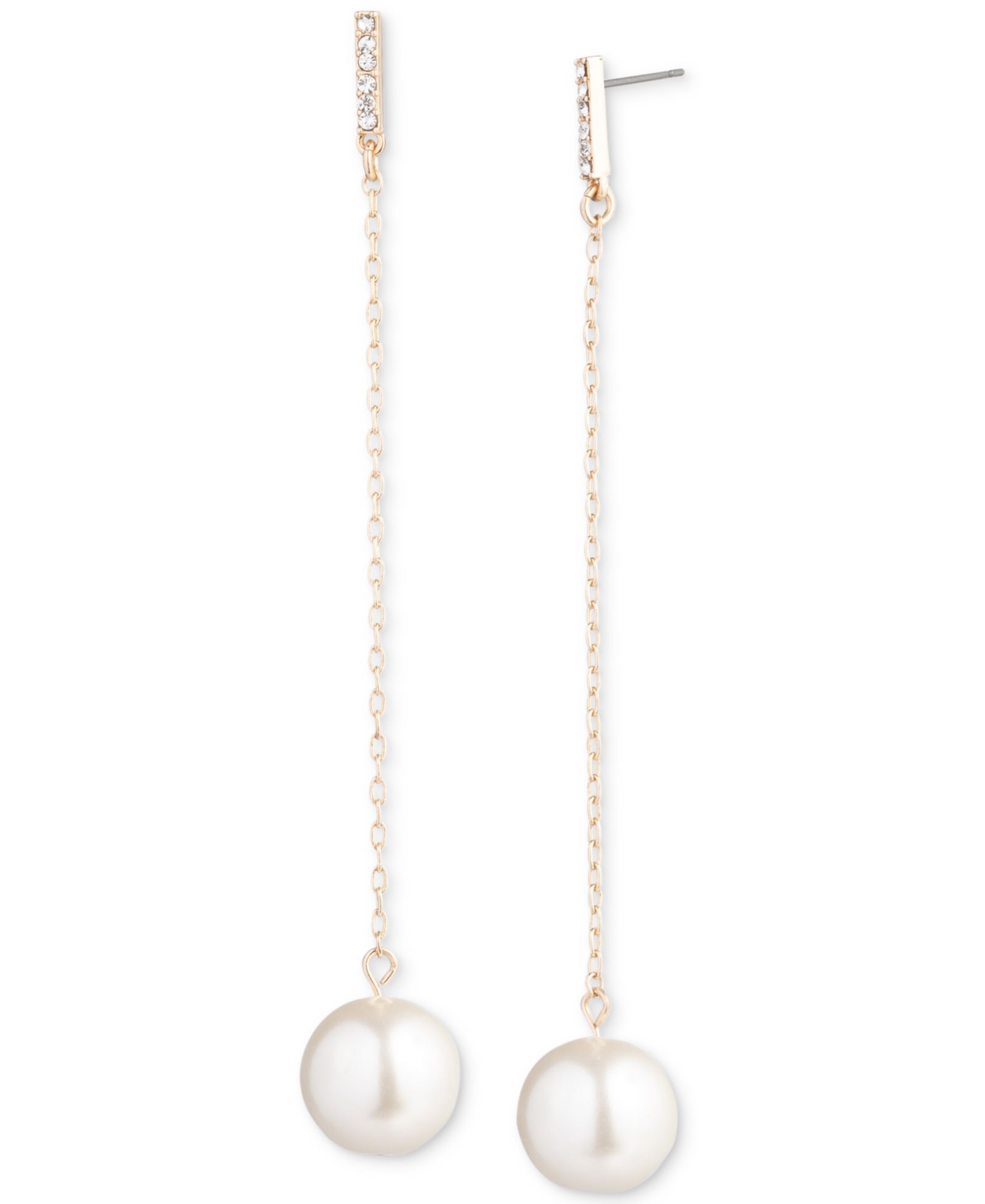 Серьги-подвески Emily in Paris Gold-Tone Pavé & Imitation Pearl Linear Drop Earrings