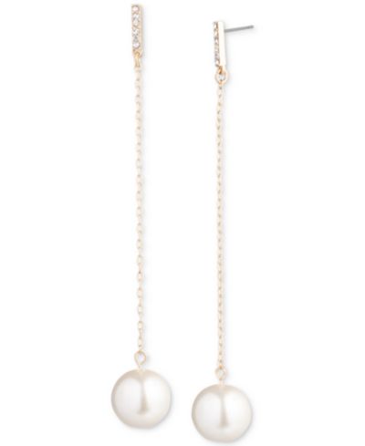 Серьги-подвески Emily in Paris Gold-Tone Pavé & Imitation Pearl Linear Drop Earrings