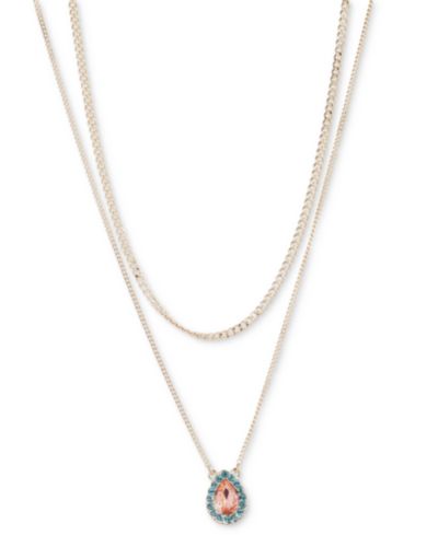 Emily in Paris Gold-Tone Imitation Pearl Layered Halo Stone Pendant Necklace, 16" + 3" extender
