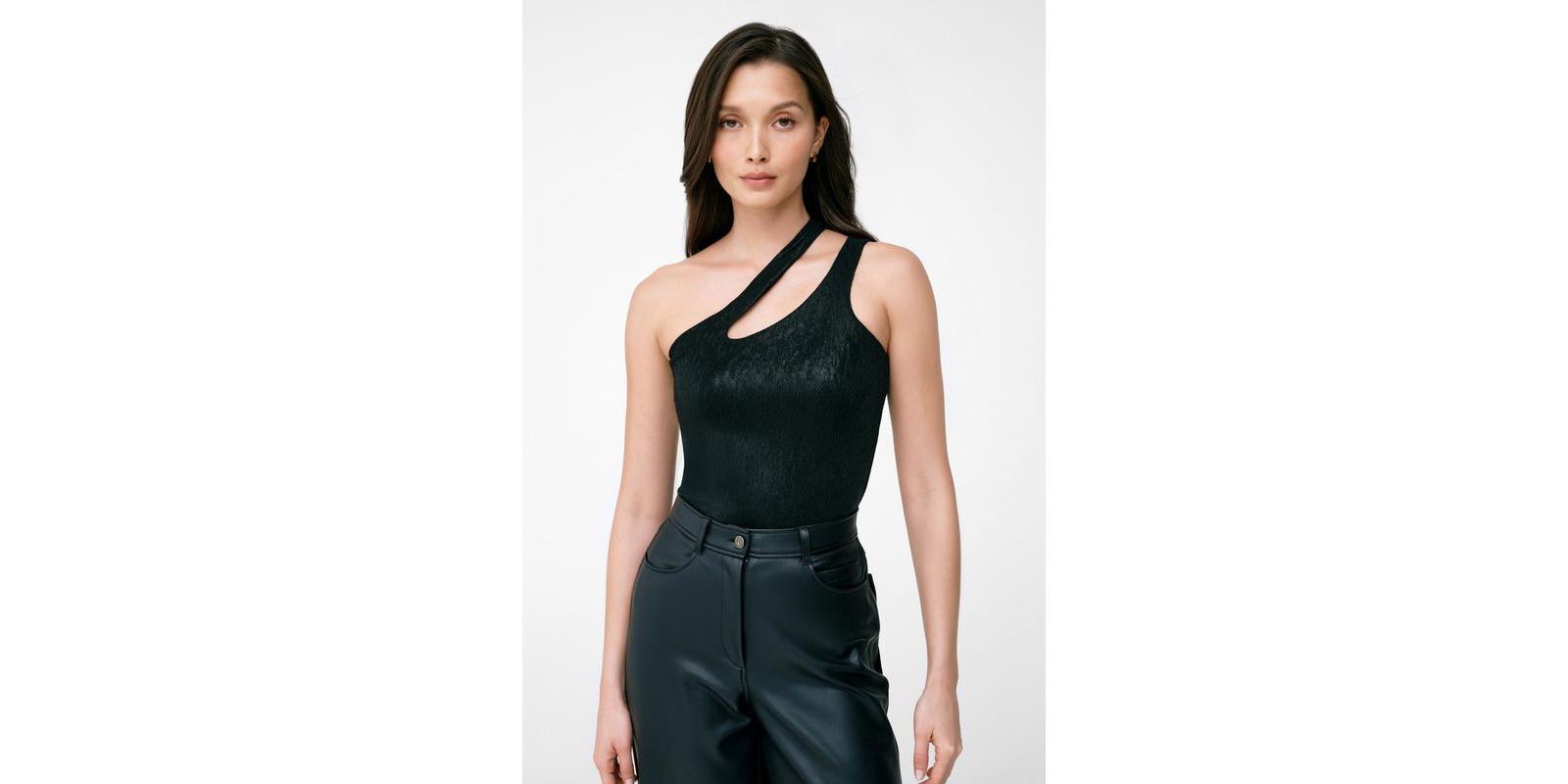 Marcella Women's Siren Metallic One-Shoulder Cutout Fitted Evening Top