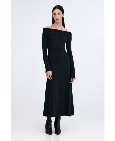 Marcella Women's Tilly Boat-Neck Ribbed-Detail A-Line Casual Midi Dress