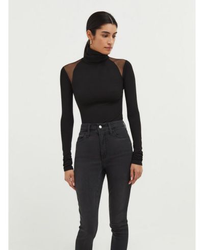 Marcella Women's Maria Fitted Turtleneck with Sheer Mesh Shoulder Panels