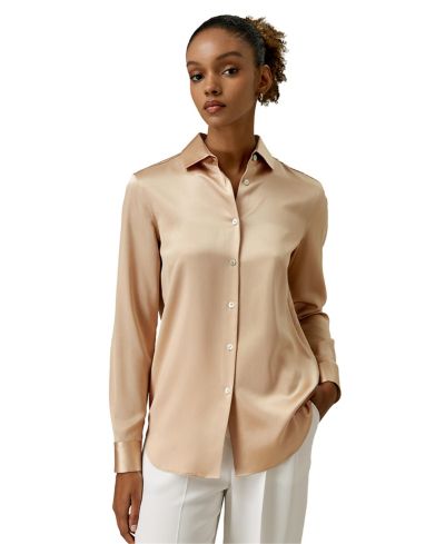 LILYSILK Women's Spread Collar Silk Shirt