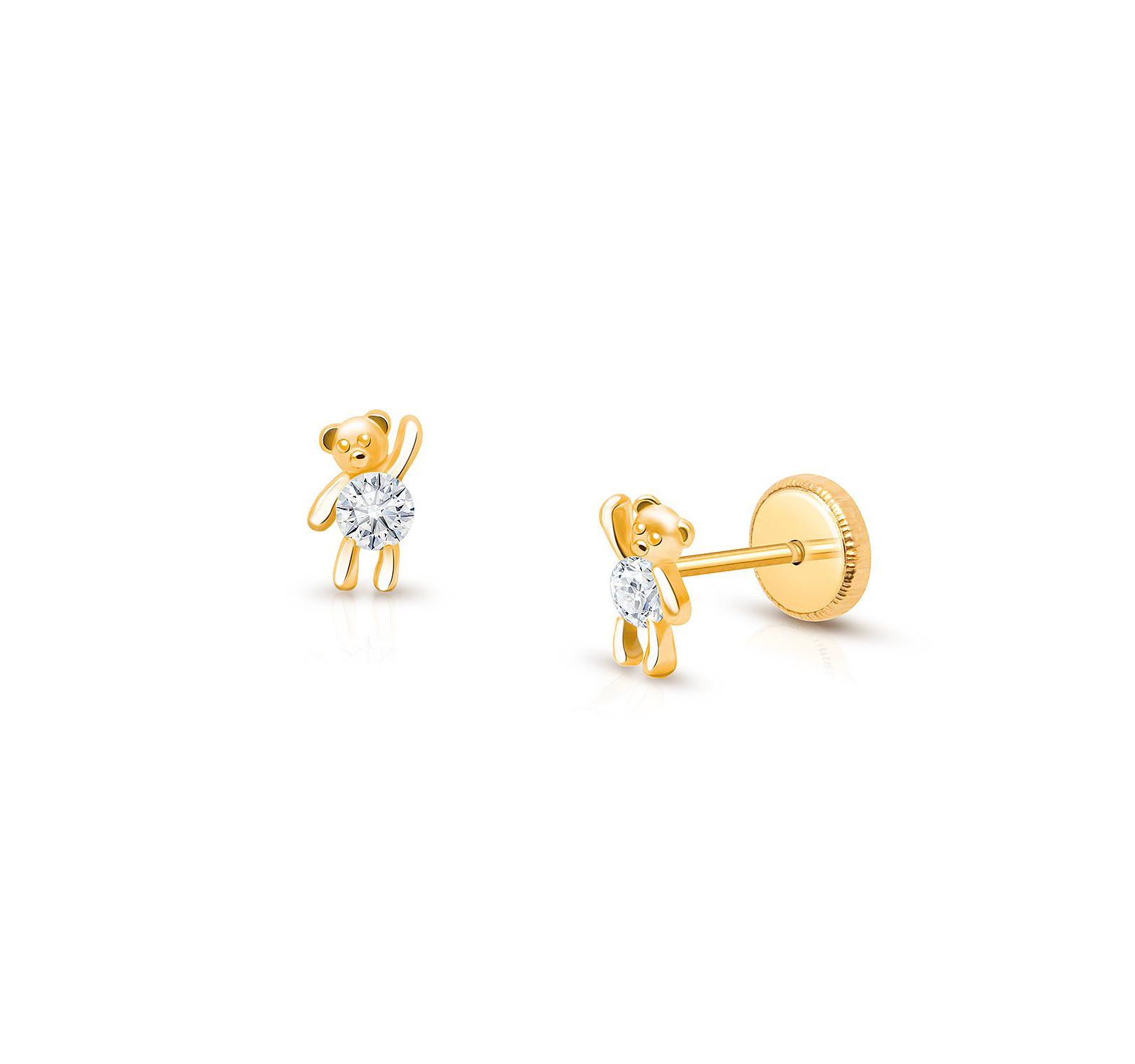 Серьги-гвоздики Tiny Blessings 14K Gold Teddy Bear Bliss