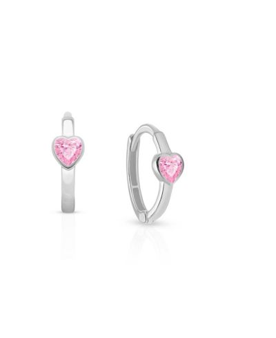 Серьги Tiny Blessings 14K Gold True Love Pink Heart Huggie Hoop