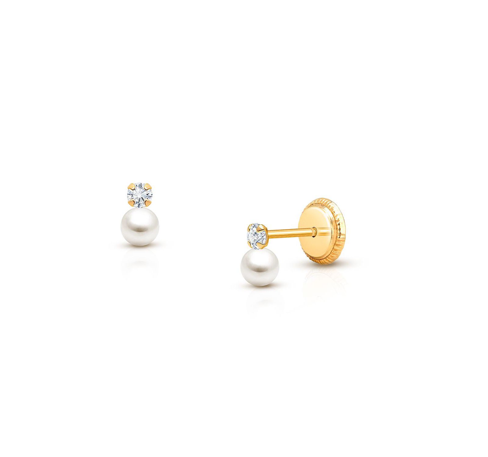 Серьги Tiny Blessings 14K Gold Pearl Drop Studs Screw Back