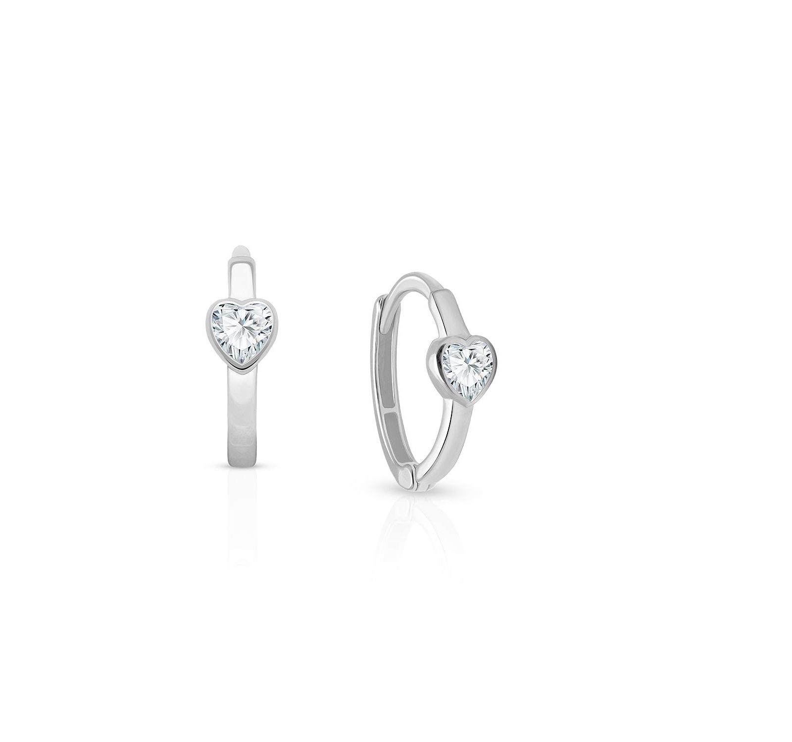 Tiny Blessings Серьги-кольца с прозрачным сердцем из золота 14K