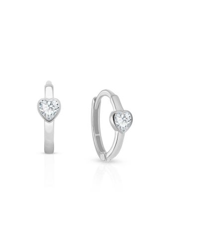 Tiny Blessings Серьги-кольца с прозрачным сердцем из золота 14K
