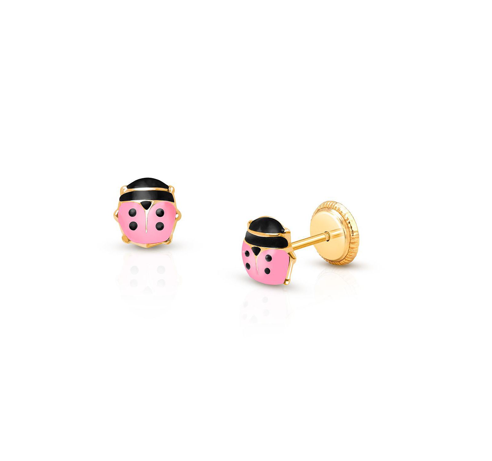 Tiny Blessings 14K Gold Pink Lil' Ladybug Stud Screw Back Earrings