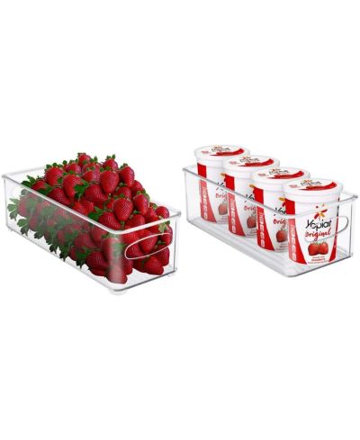 Sorbus Набор из 2 прозрачных штабелируемых контейнеров для хранения с ручками для кухни и холодильника