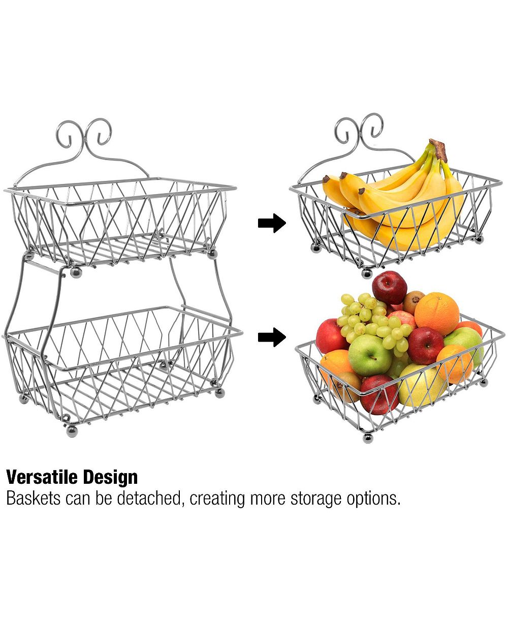 Sorbus 2-Tier Wire Bread Basket Stand - for Kitchen Countertop Organization & Display Rack, Fruit & Bread Basket