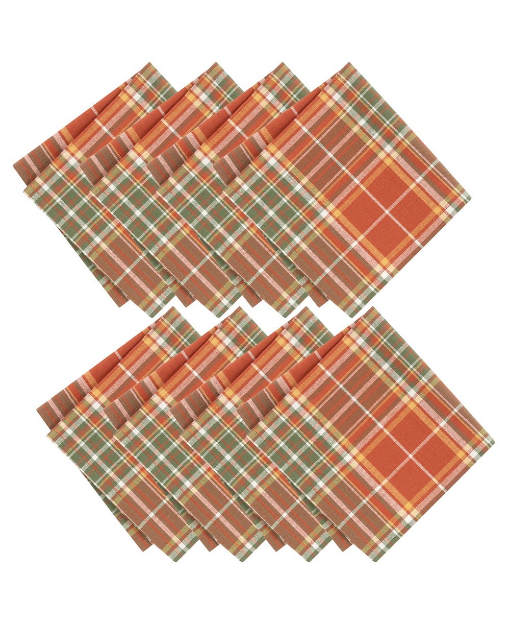 Хлопковые салфетки Elrene Hawley Plaid Harvest, 17" x 17", набор из 8 шт