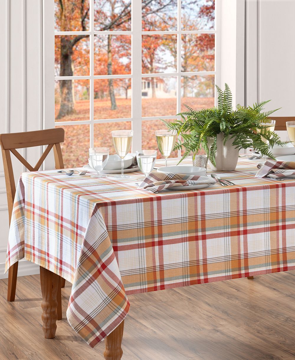 Elrene Seneca Plaid Harvest Cotton Tablecloth, 60" x 120"