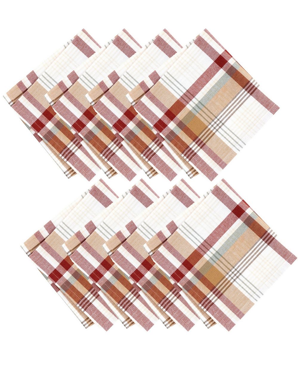 Хлопковые салфетки Elrene Seneca Plaid Harvest 17" x 17", Set of 8