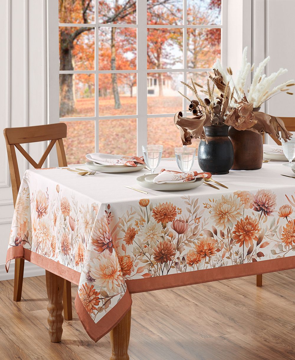 Elrene Autumn Blooms Rectangle Tablecloth, 60" x 84"