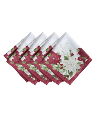 Набор из 4 тканевых салфеток Elrene Clarette Poinsettia Holiday, 17"x 17"