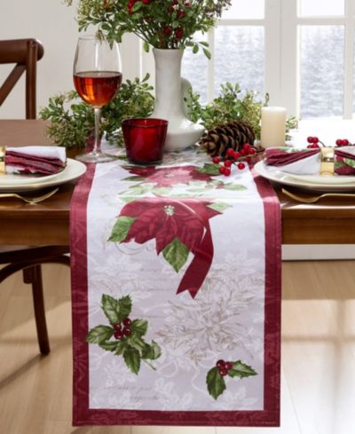 Скатерть Elrene Clarette Poinsettia Holiday Fabric, 70"x 14"