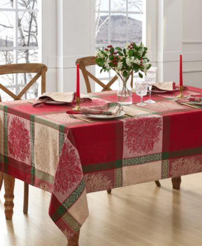Elrene прямоугольная скатерть с узором Poinsettia Jacquard, 102"x 60"