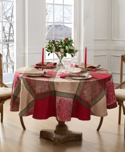 Овальная скатерть Elrene Prestige Poinsettia Jacquard, 84"x 60"