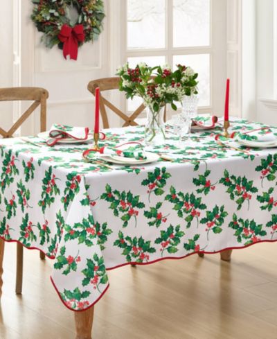 Прямоугольная скатерть Elrene Classic Holly Scallop Border, 102"x 60"