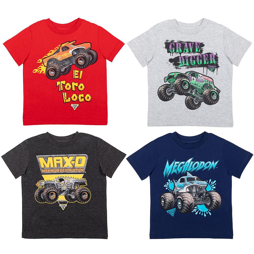Monster Jam Little Boys (6-8) 4-Pack Short Sleeve Tees