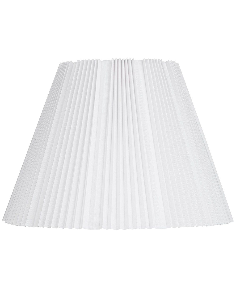 Springcrest Collection Hardback Knife Pleated Empire Lamp Shade White Large 9" Top x 17" Bottom x 12.25" Slant Spider with Harp and Finial Fitting