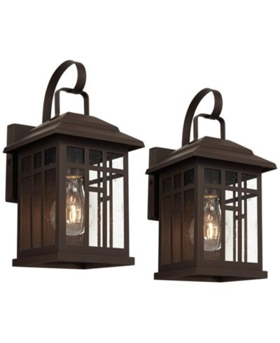 Набор уличных настенных светильников John Timberland Carriage Style Bronze 12 1/2" Clear Glass Lantern для крыльца и патио, 2 шт.