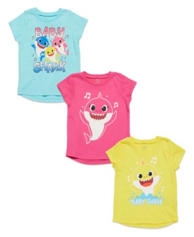 Детский набор из 3 футболок Baby Shark Pinkfong Shark для девочек