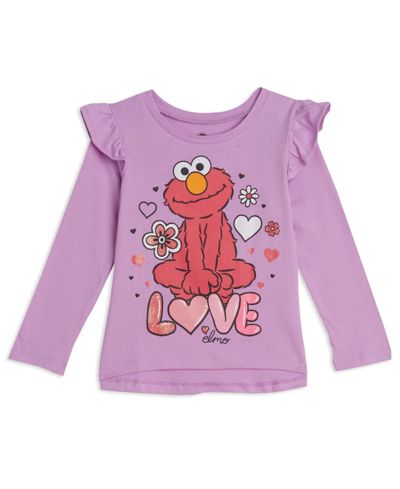 Sesame Street Elmo Girls' 2-Pack Long Sleeve Ruffle T-Shirts