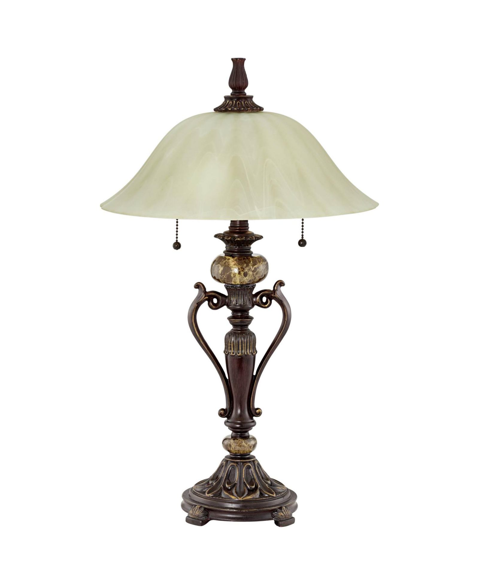Kathy Ireland Amor Traditional Table Lamp 26" High Bronze Alabaster Champagne Glass Shade for Bedroom Living Room Bedside Nightstand Office Kids Home