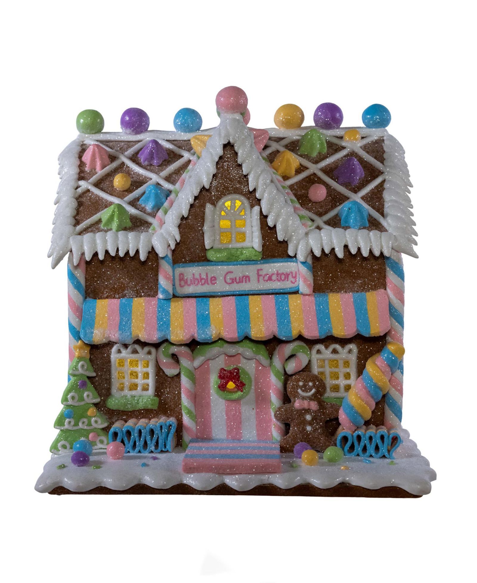 Kurt Adler 8.07-Inch Battery Operated LED Lighted Gingerbread Bubblegum Factory